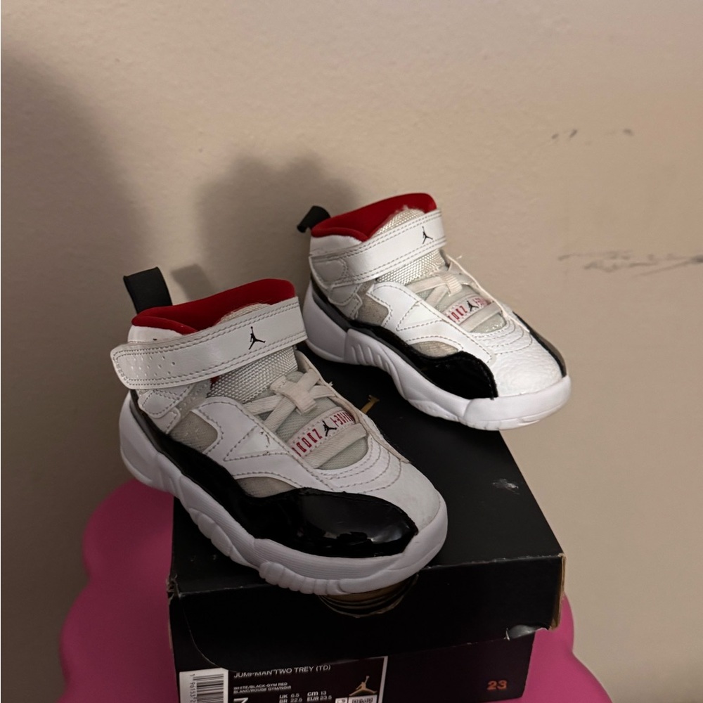 Jordan Jumpman Two Trey (TD) Kids' Sneakers White/Black-Gym Red